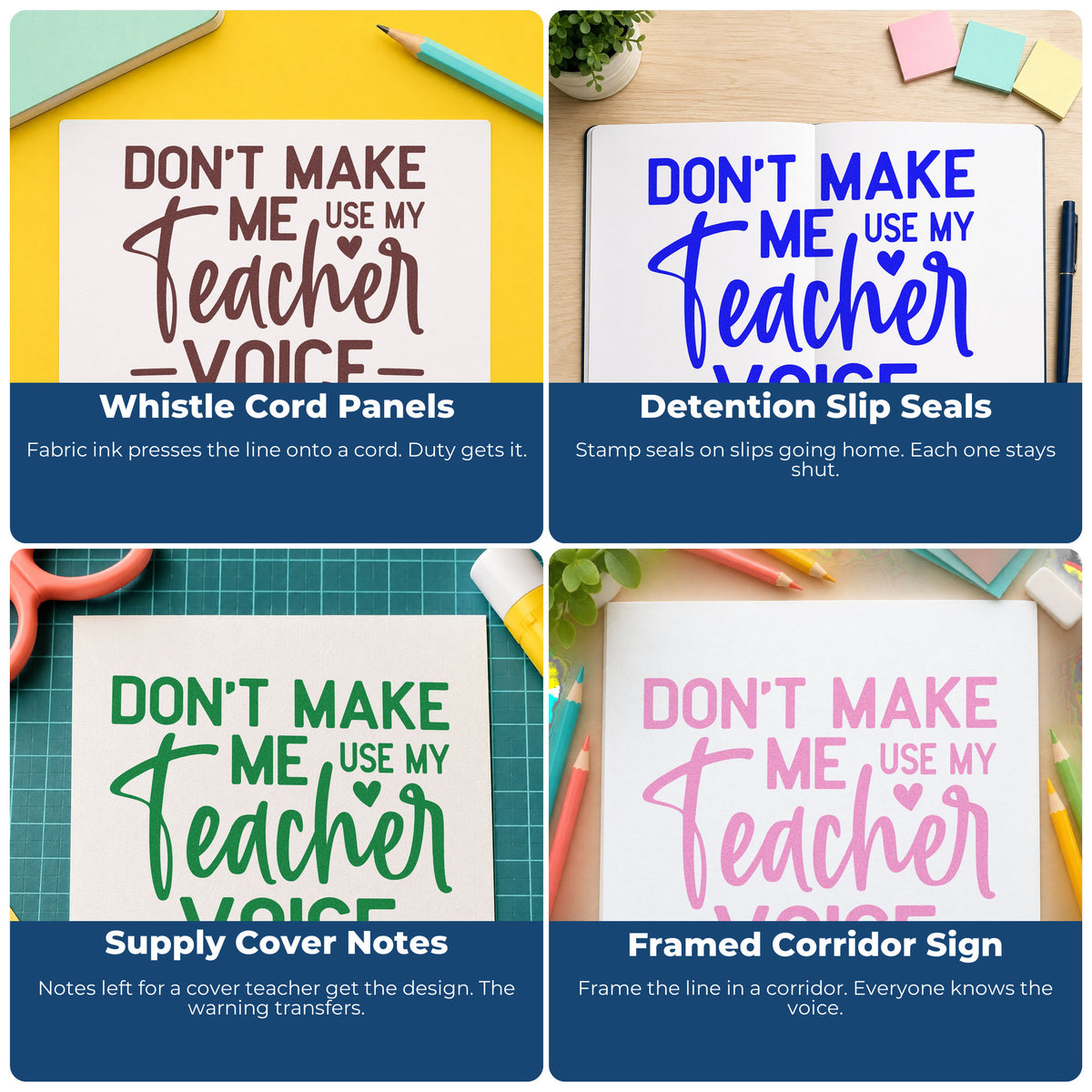 Rubber stamp ideas for teachers: classroom projects, bulletin boards, SEL, and personalized hall passes or student notes.