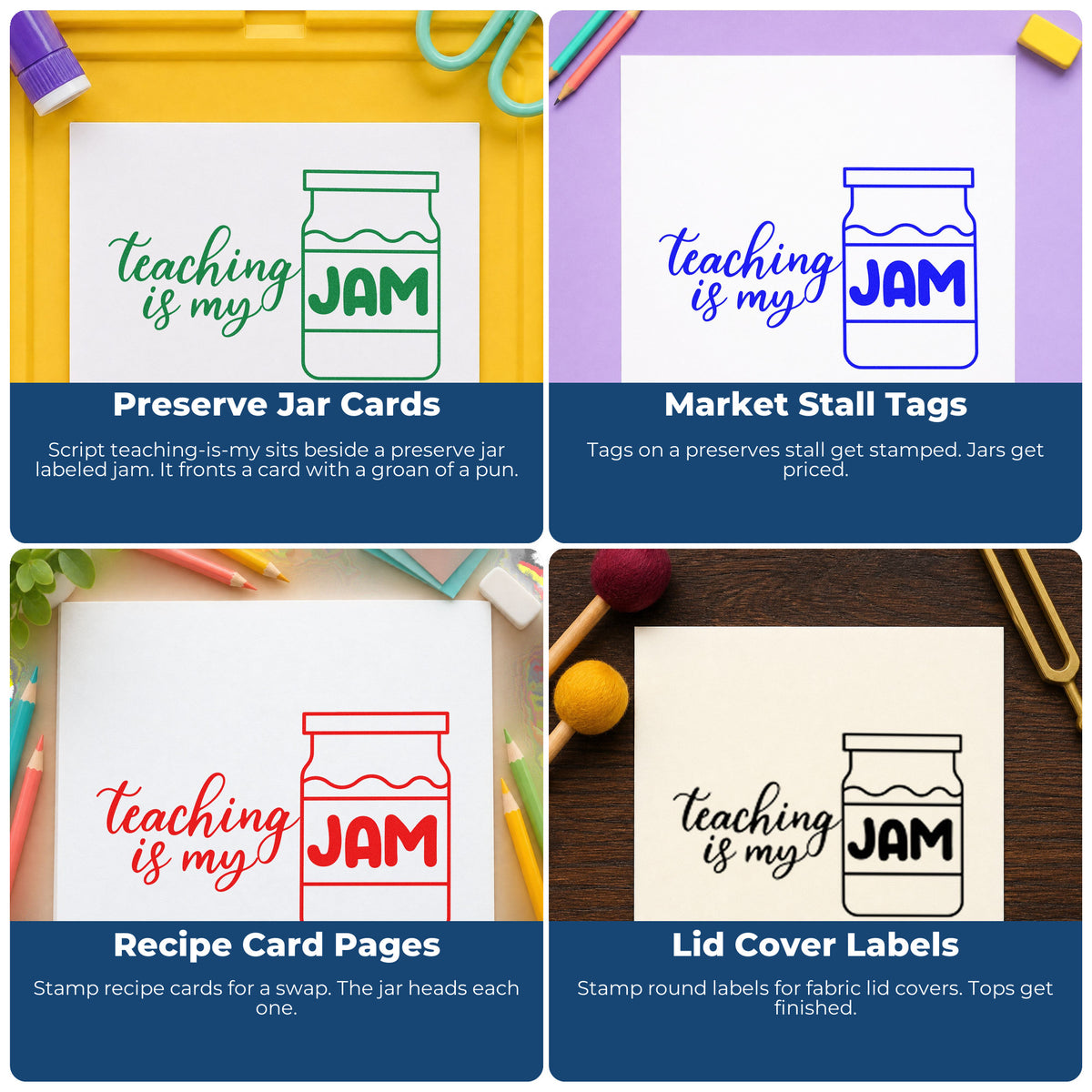 Teacher rubber stamps for grading and feedback, with motivational phrases like You Are More Than a Test Score.