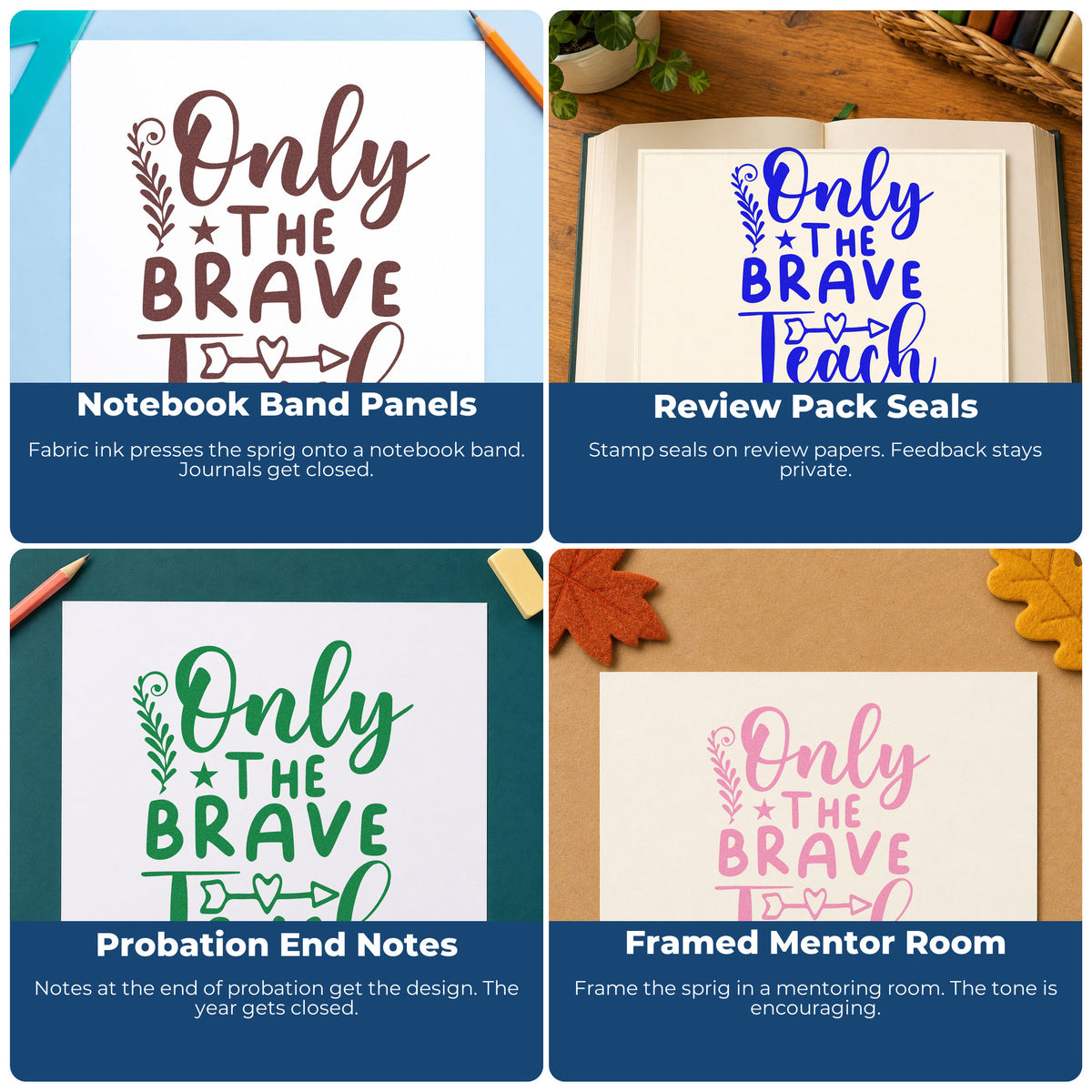 Teacher rubber stamp ideas for classroom crafts, bulletin boards, SEL notes, and hall passes.