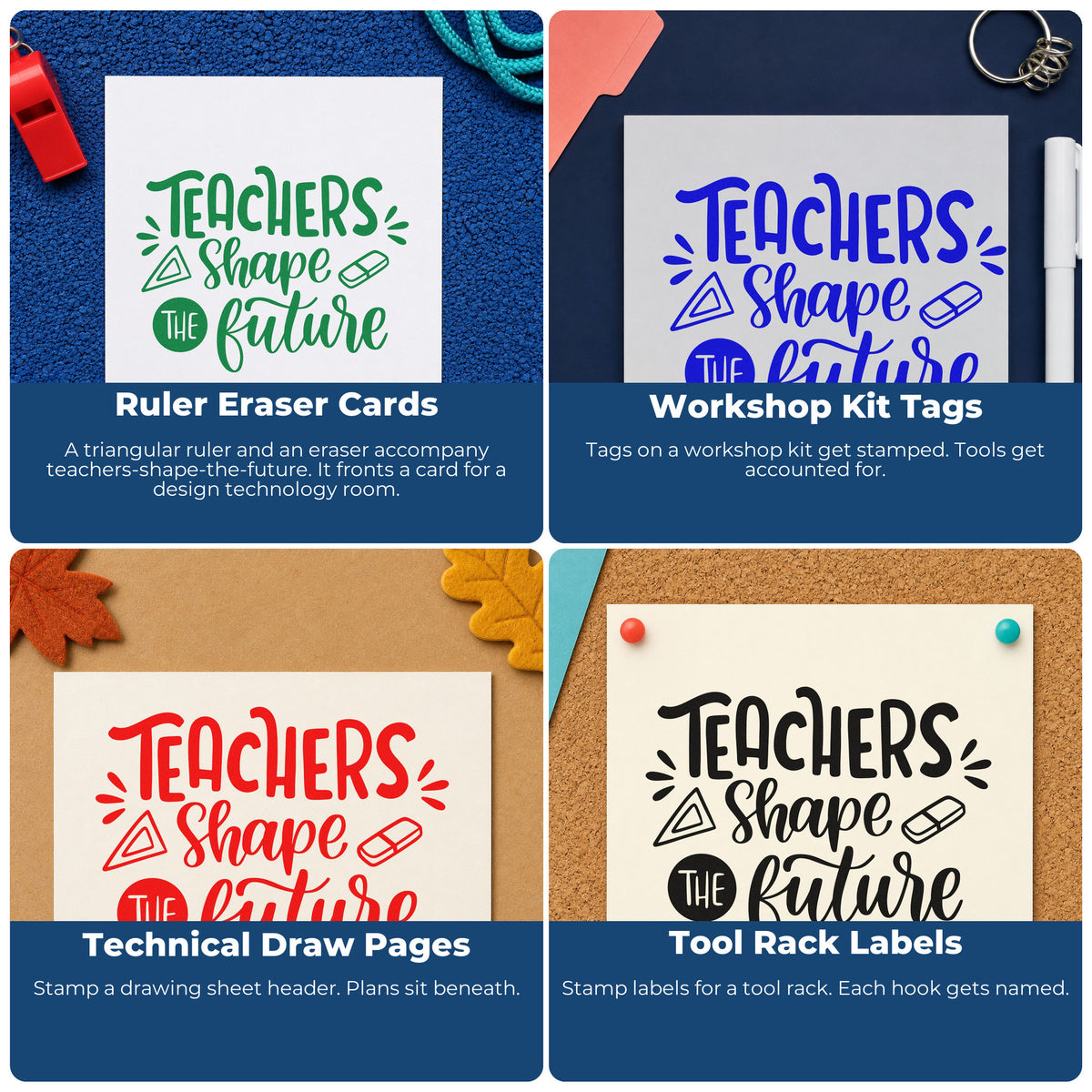 Teacher rubber stamp ideas for grading, parent communication, student rewards, and homework folders in classrooms.