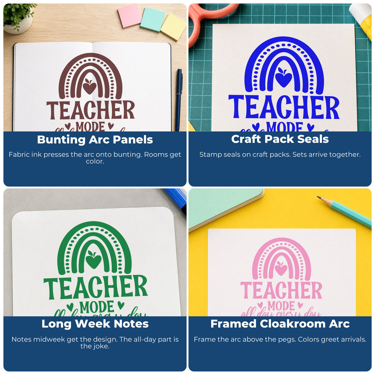 Teacher rubber stamps for classroom crafts, bulletin boards, social-emotional learning, and personalized student notes.