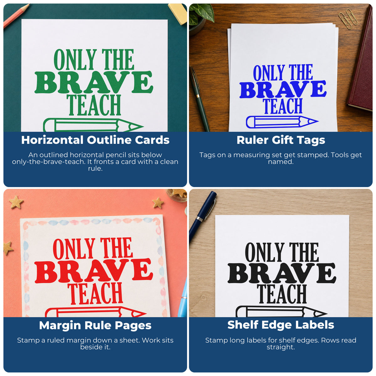Teacher rubber stamp ideas for grading feedback, parent communication, student rewards, and homework folders.