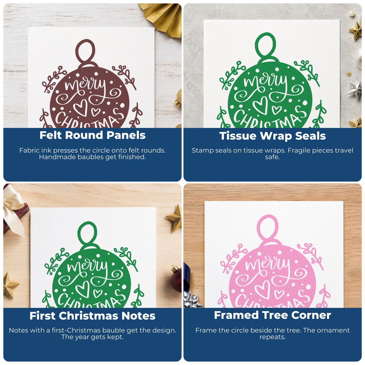 Christmas rubber stamp designs for envelopes, cookie exchange labels, scrapbooks, and DIY candles