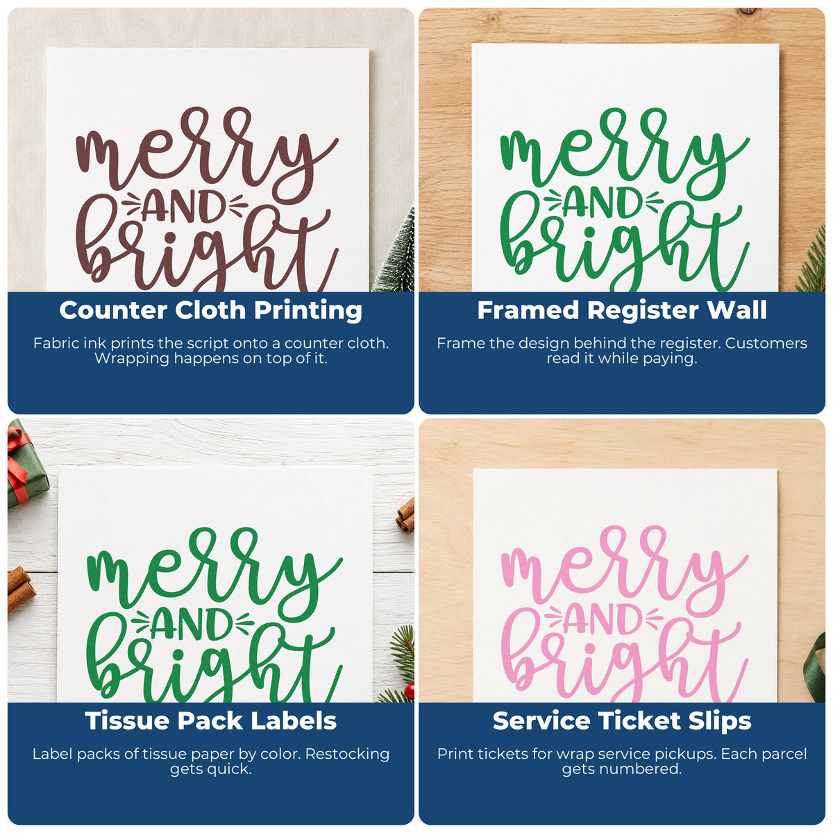 Christmas rubber stamp design for envelope decoration with festive Let it Snow lettering and snowflake accents.