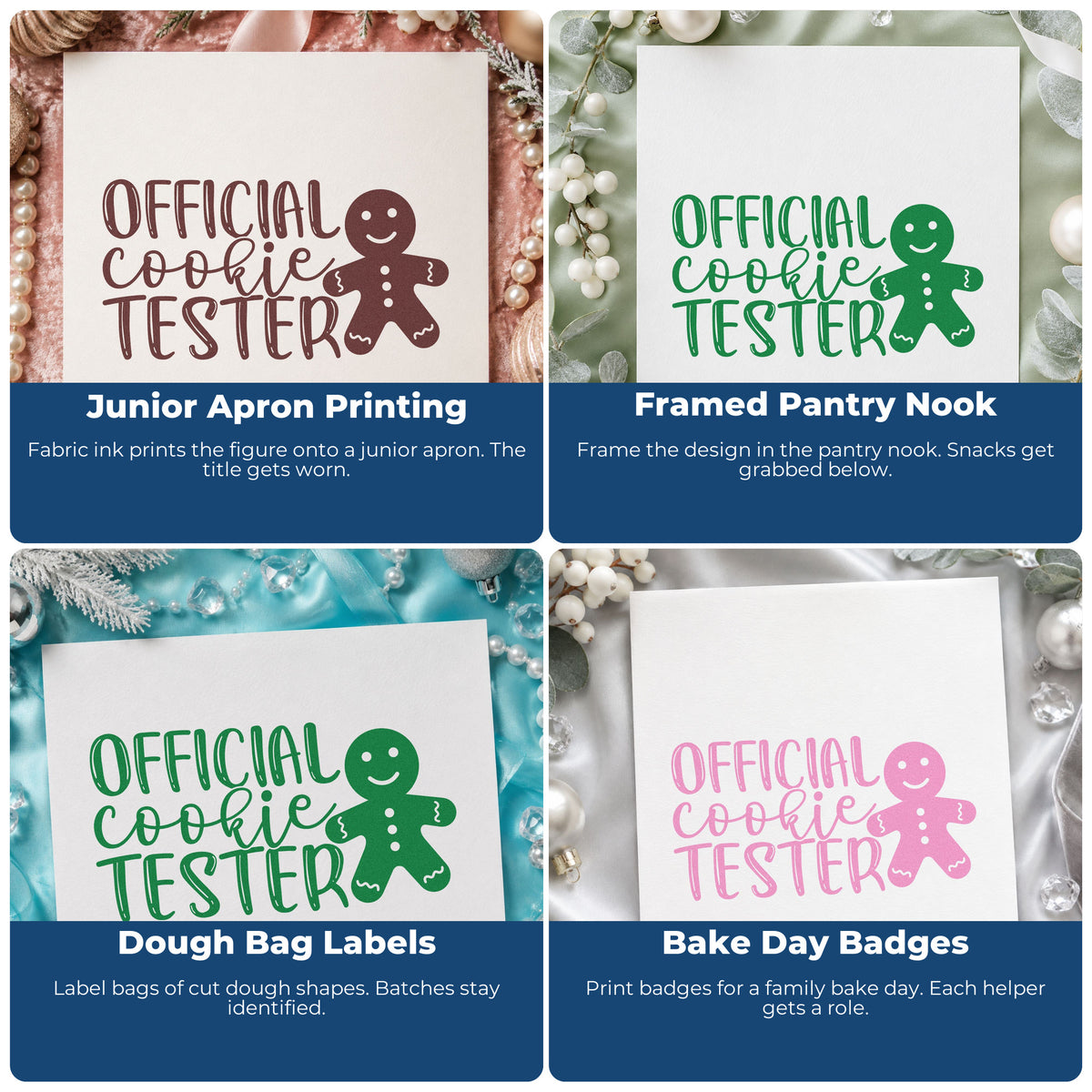 Holiday rubber stamp ideas for Christmas baking, envelope decoration, scrapbooks, and DIY candle labels.