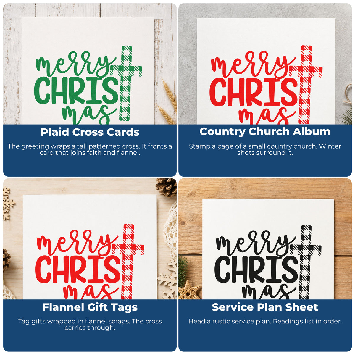 Holiday rubber stamp designs for gift wrap, Christmas cards, advent calendars, and handmade ornaments.