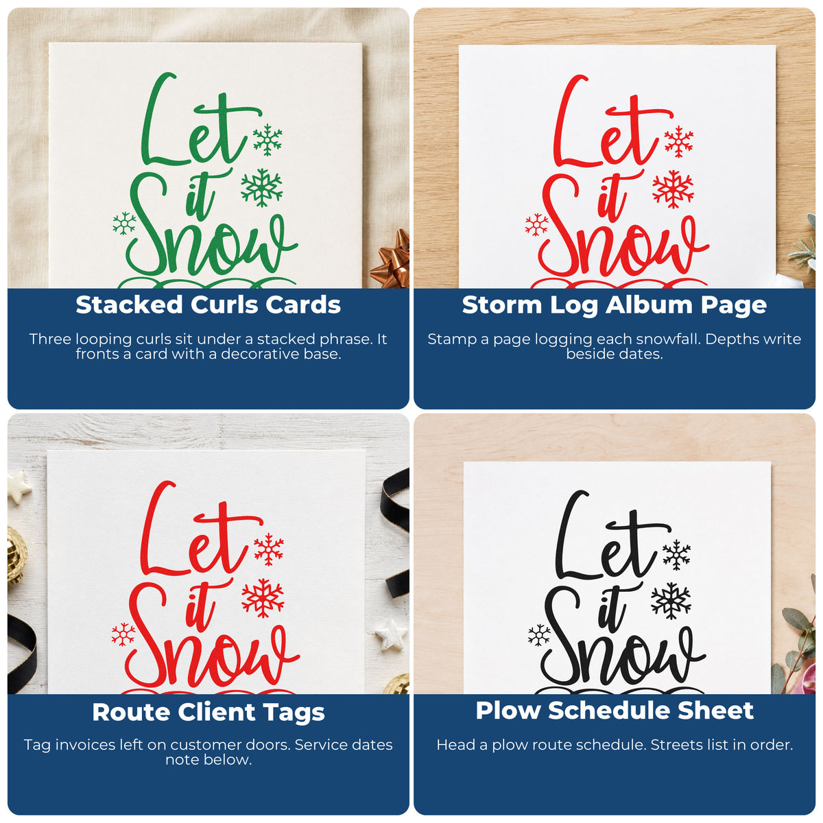 Christmas rubber stamp ideas for wrapping paper, holiday cards, advent calendars, and ornaments with festive stamped designs.