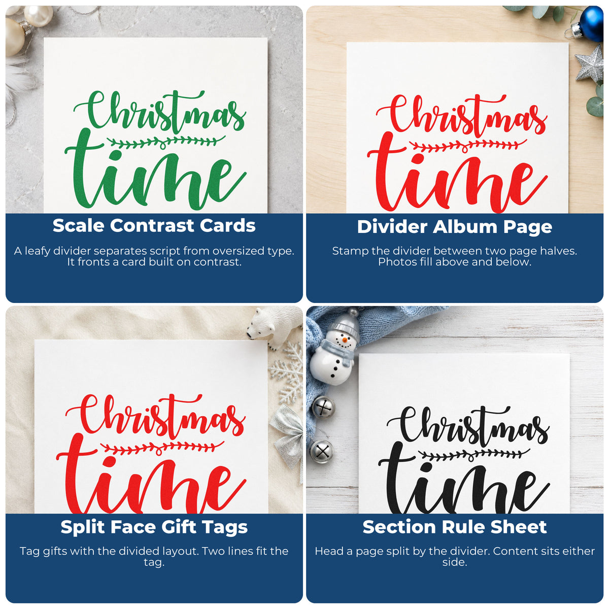 Christmas rubber stamps used to decorate wrapping paper with a Merry Christmas yall design for custom holiday gift wrap.