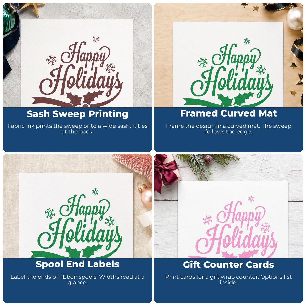 Christmas rubber stamp design for envelope decoration with Let It Snow lettering and snowflake accents.