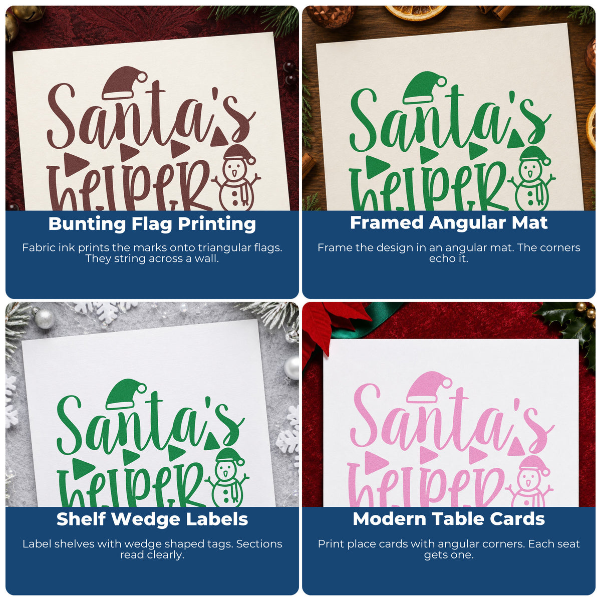 Christmas baking rubber stamp designs for envelopes, cookie labels, scrapbooks, and DIY candles with festive holiday wording and icons.