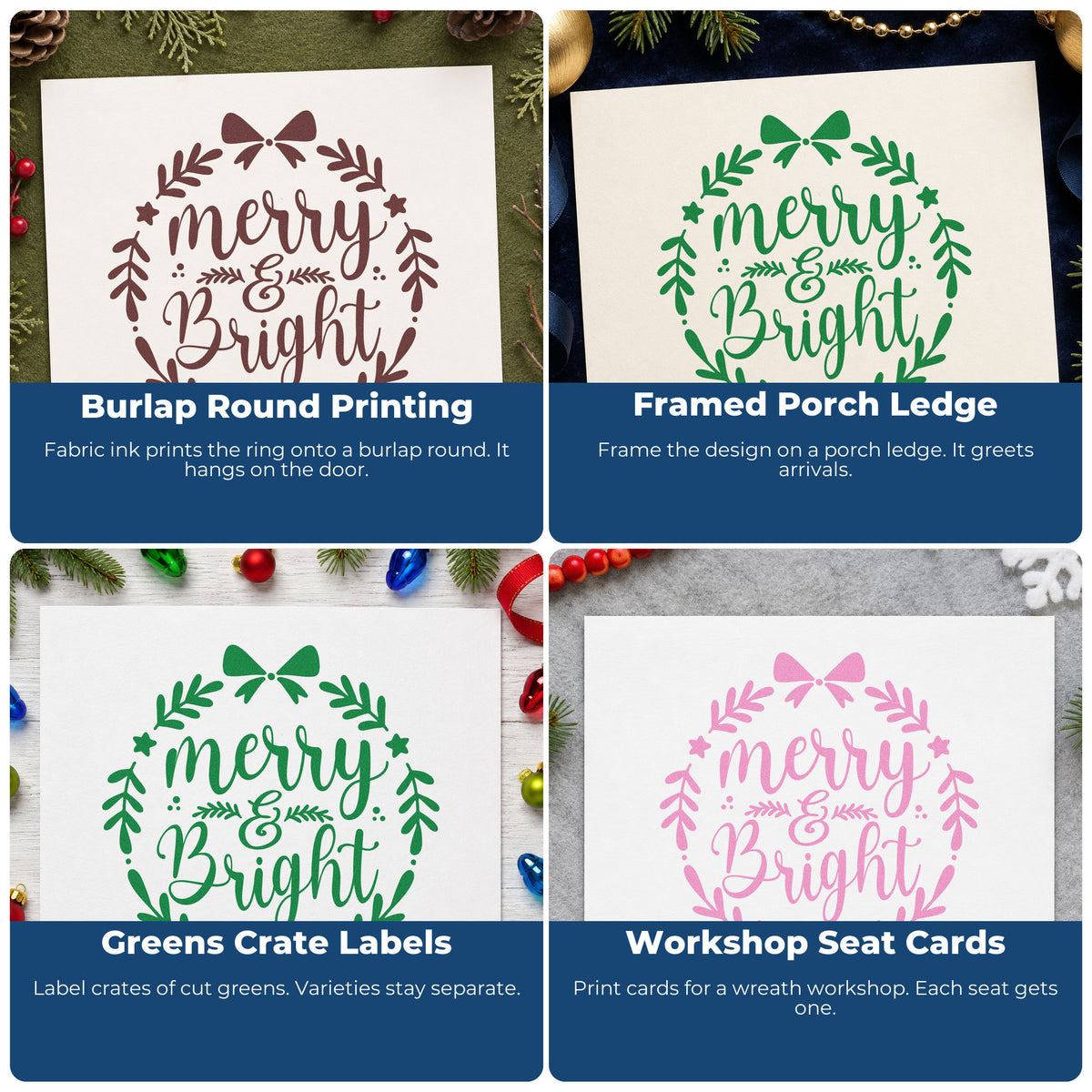 Christmas rubber stamps for envelopes, cookie labels, scrapbooks, and DIY candles with festive holiday sayings and baking designs.