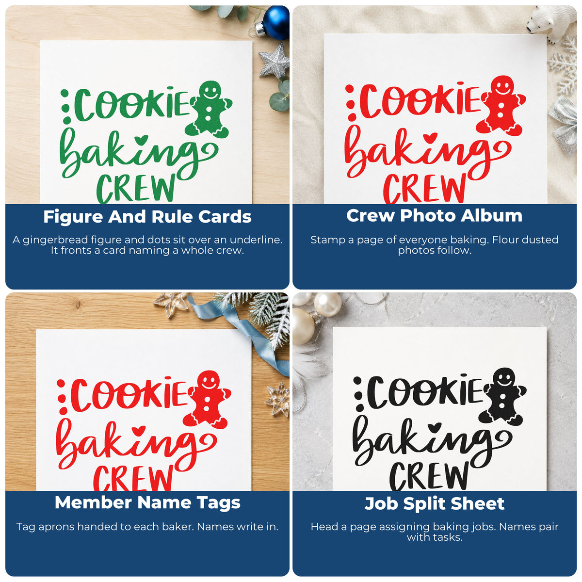 Christmas rubber stamp ideas for wrapping paper, greeting cards, advent calendars, and DIY Christmas ornaments.