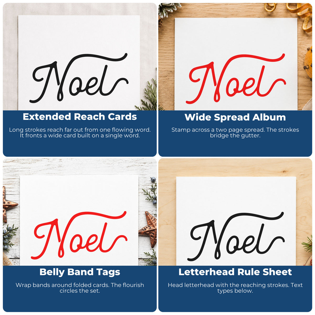 Christmas rubber stamp ideas for wrapping paper, holiday cards, advent calendars, and ornaments with festive stamped designs.