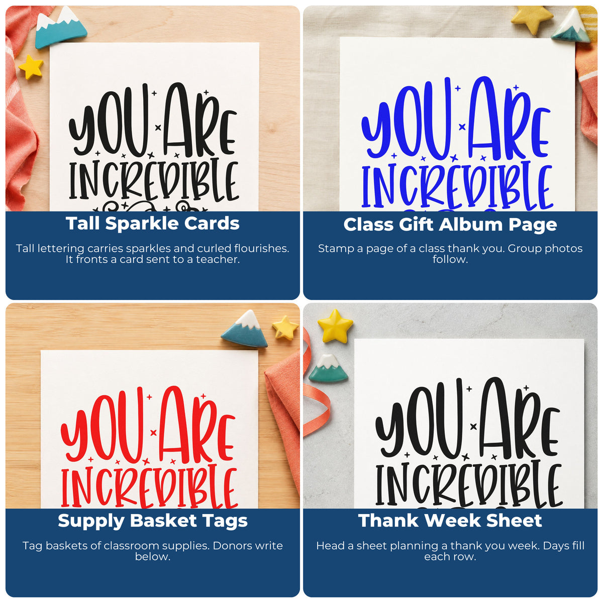Inspirational rubber stamps for scrapbooks, cardmaking, journaling and gift tags with uplifting quote designs.