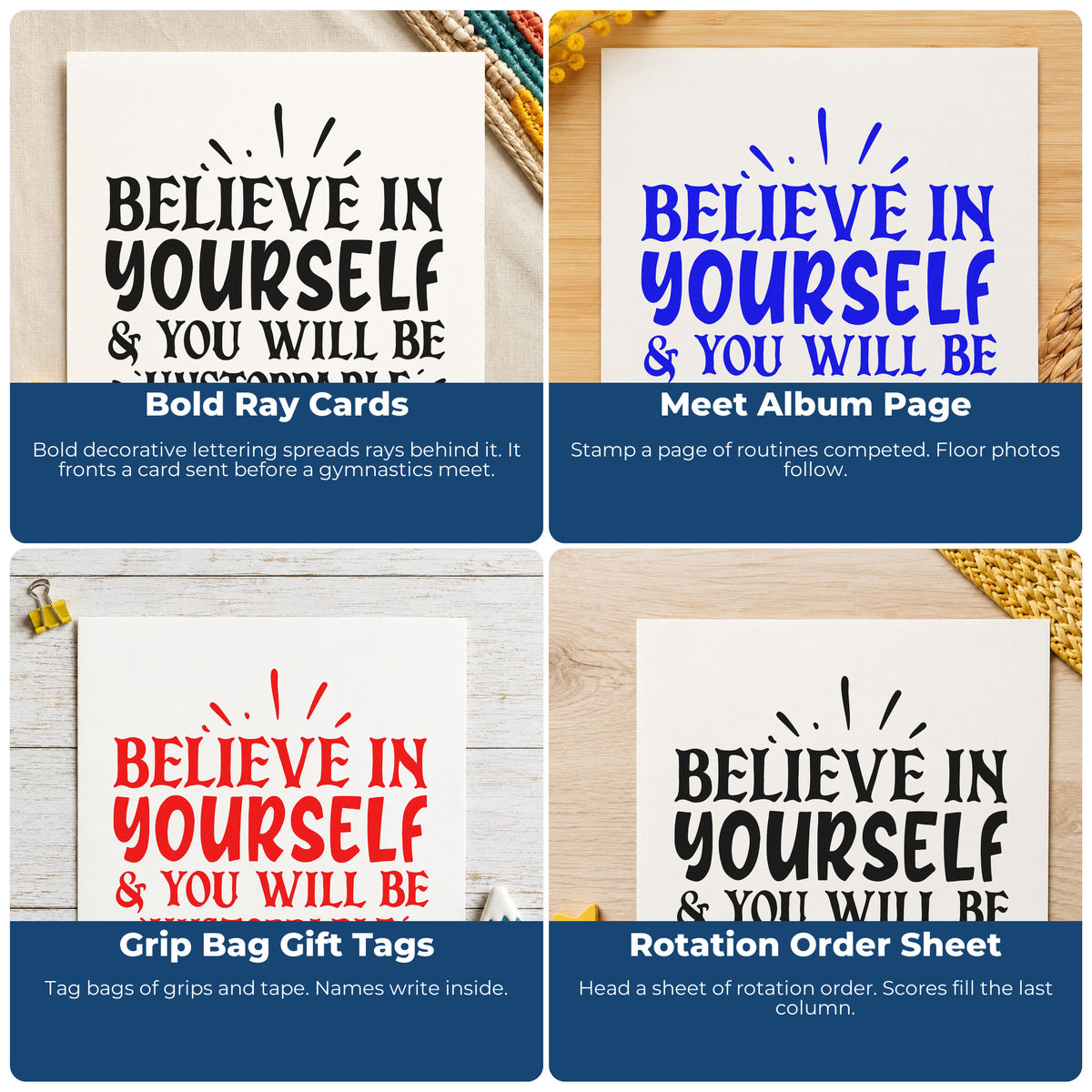 Motivational rubber stamps for scrapbooks, cardmaking, journaling, and gift tags, adding uplifting messages to handmade paper crafts.