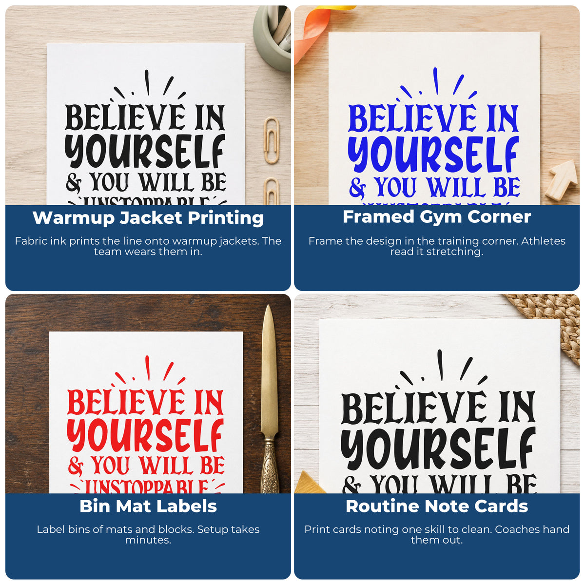 Motivational rubber stamps for habit trackers, vision boards, sticky notes, and planners with uplifting words for daily encouragement.