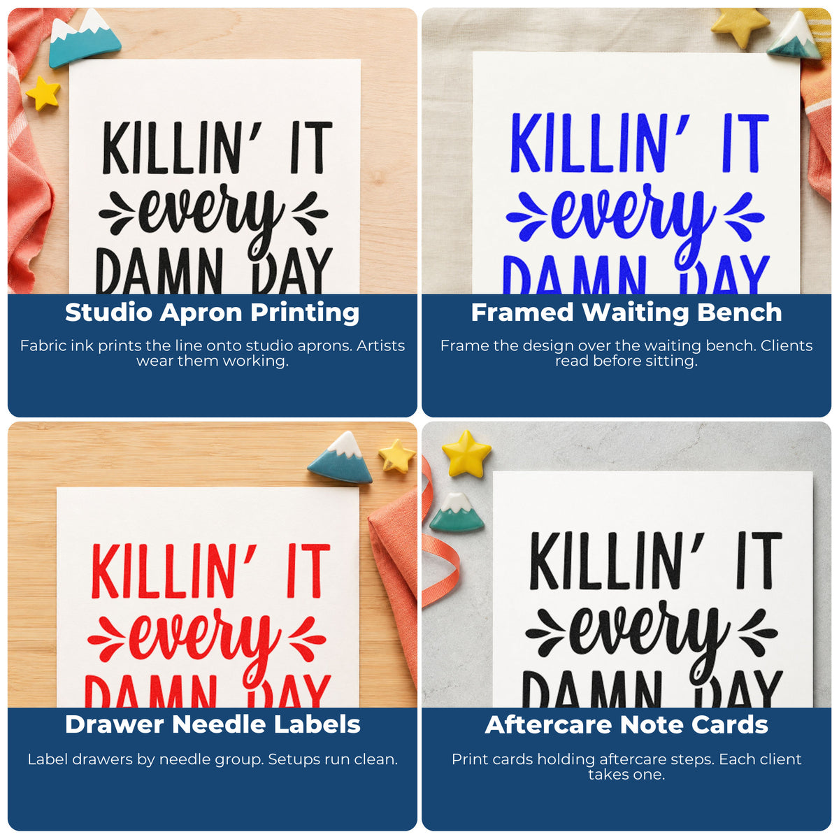 Inspiring rubber stamps for habit trackers, vision boards, planners, and sticky notes with uplifting quote designs.