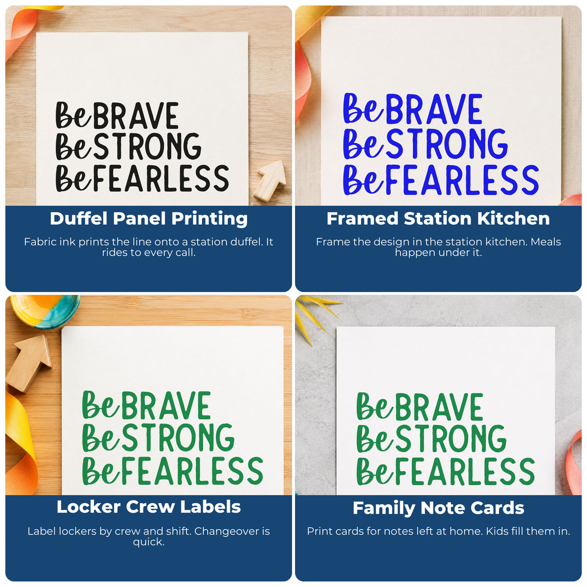 Motivational rubber stamps used in habit trackers, vision boards, sticky notes, and personal planners.
