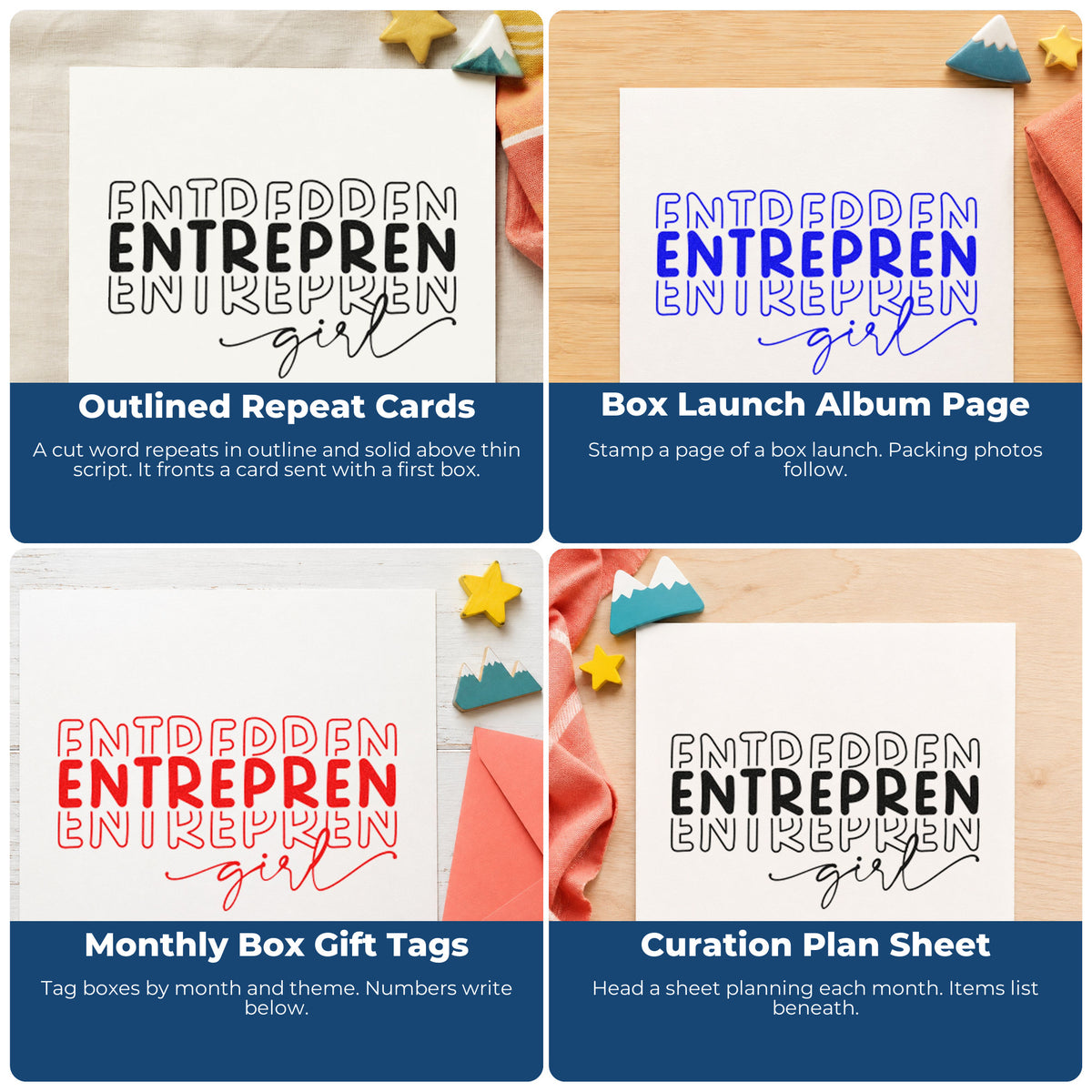 Motivational rubber stamp ideas for scrapbooks, cardmaking, journaling, and gift tags with uplifting phrases