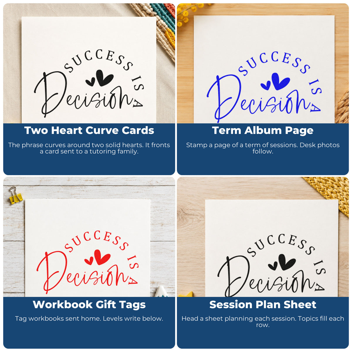 Motivational rubber stamp ideas for scrapbooks, cardmaking, journaling, and gift tags with uplifting phrases and inspirational quotes.