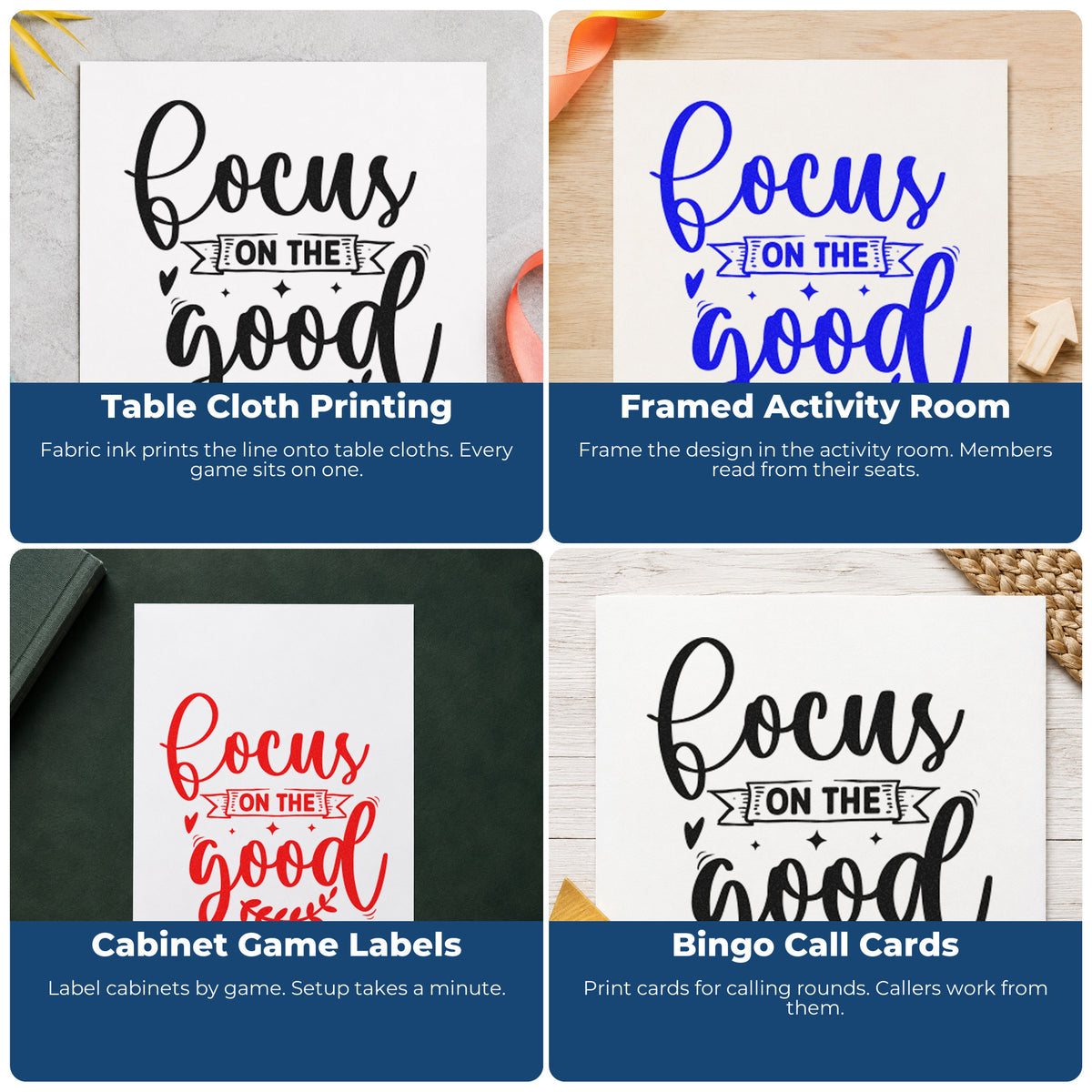 Collage of motivational rubber stamps for habit trackers, vision boards, sticky notes, and planners with uplifting quote designs.