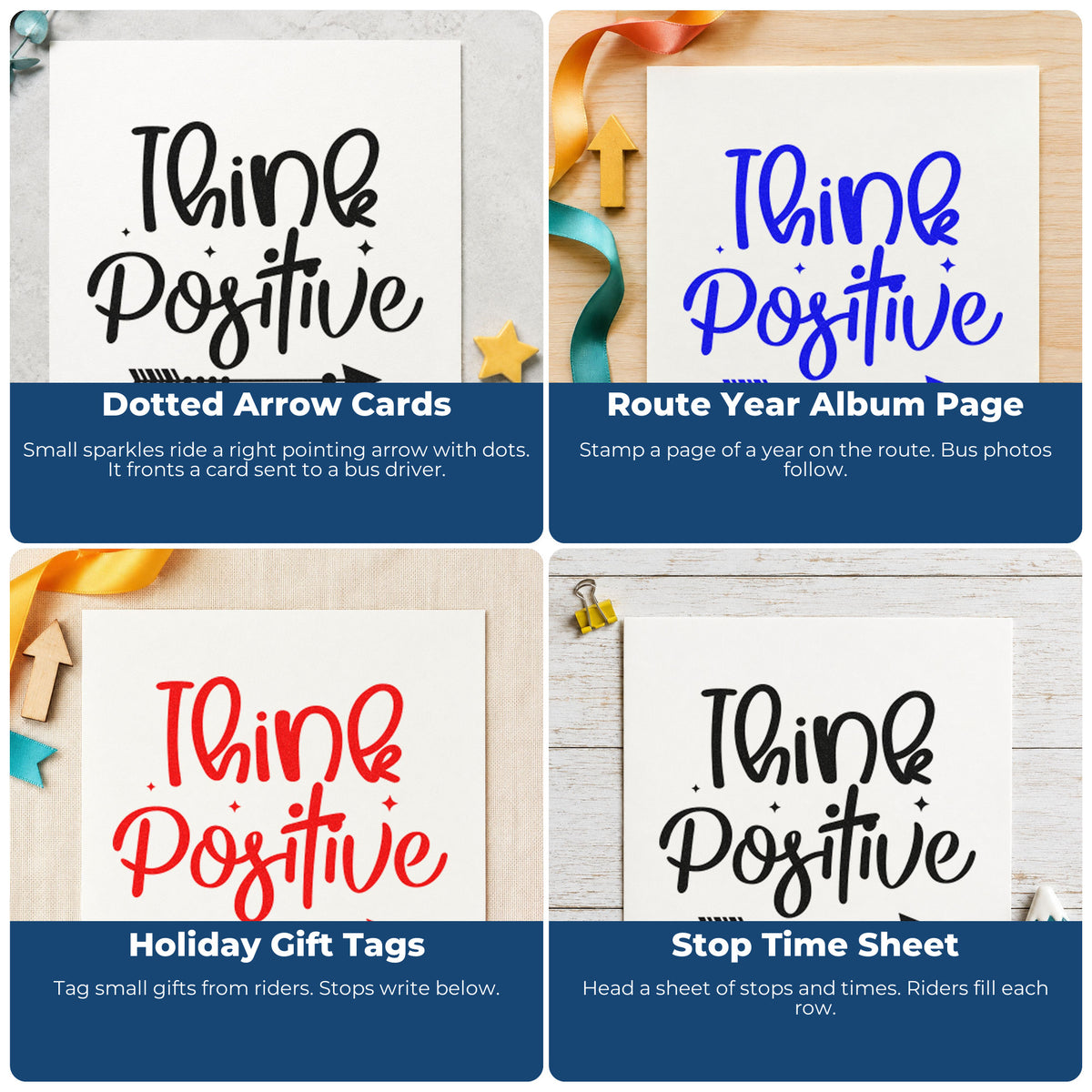 Motivational rubber stamp ideas for scrapbooks, cardmaking, journaling, and gift tags with uplifting quote designs.