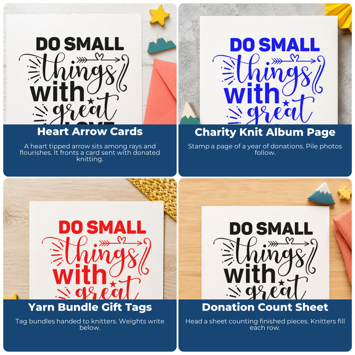 Motivational rubber stamp collage for scrapbooks, cardmaking, journaling, and gift tags.