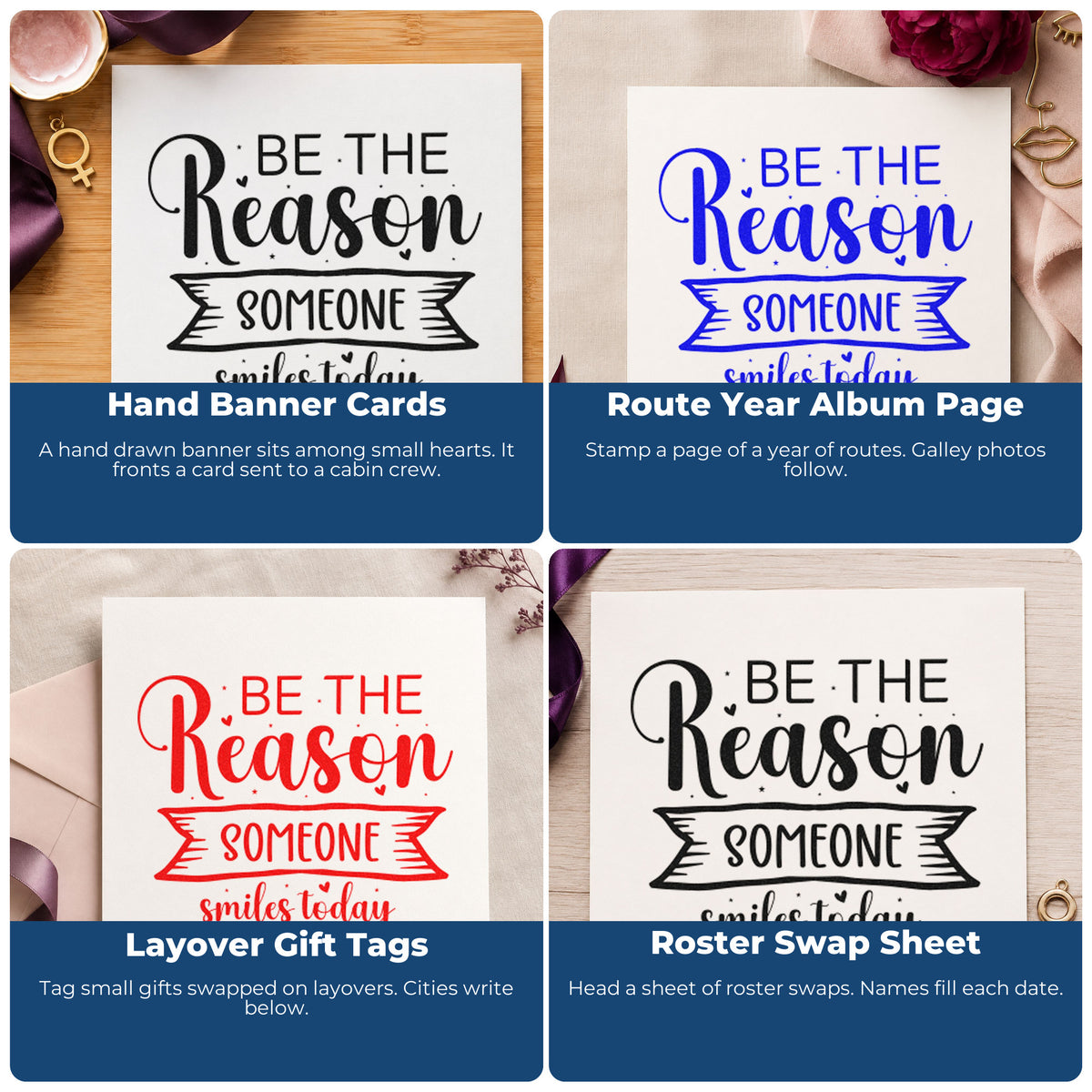 Rubber stamp ideas for scrapbooks, cardmaking, journaling, and gift tags with motivational phrases and handmade designs.