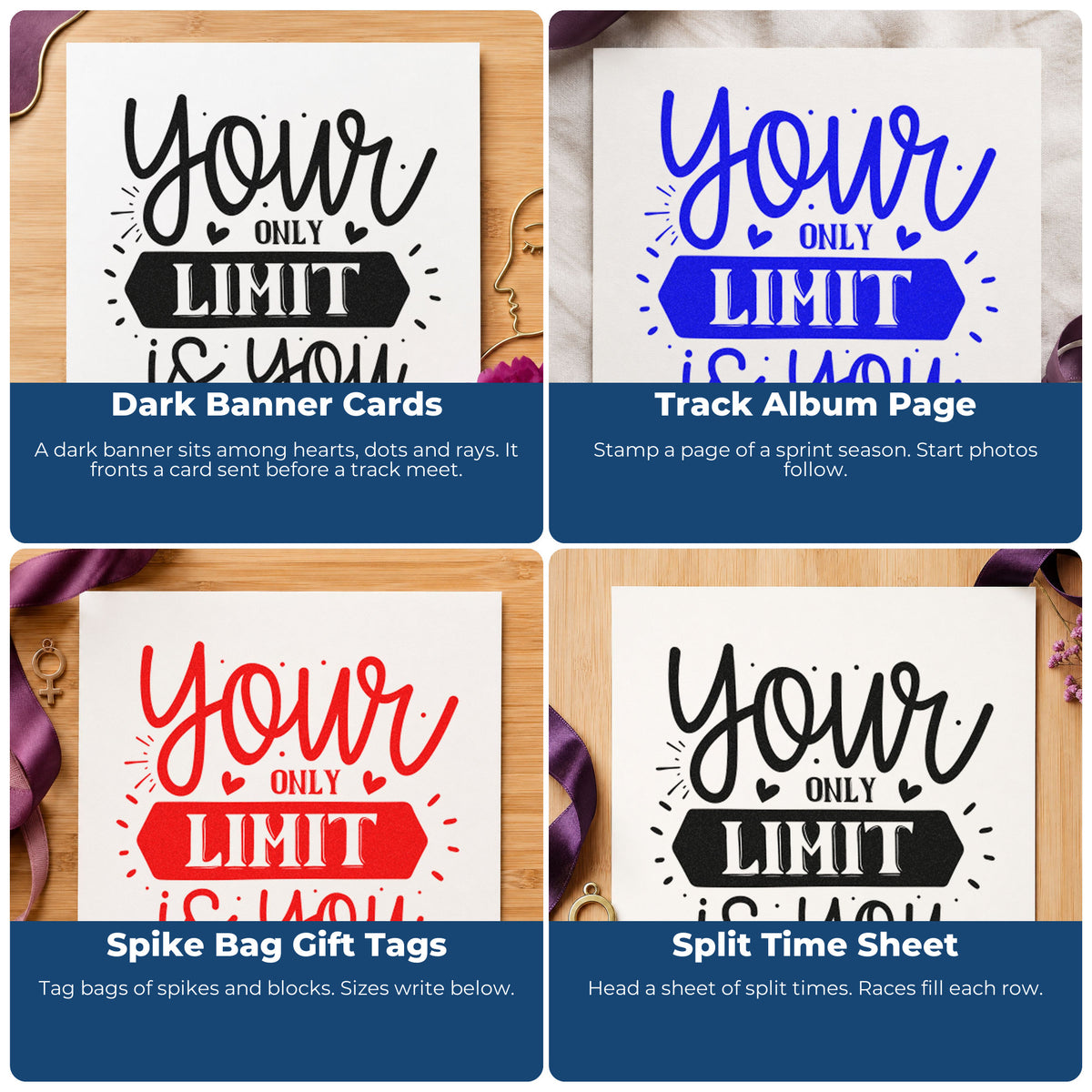 Rubber stamp ideas for scrapbooks, cardmaking, journaling and gift tags with uplifting quote designs.
