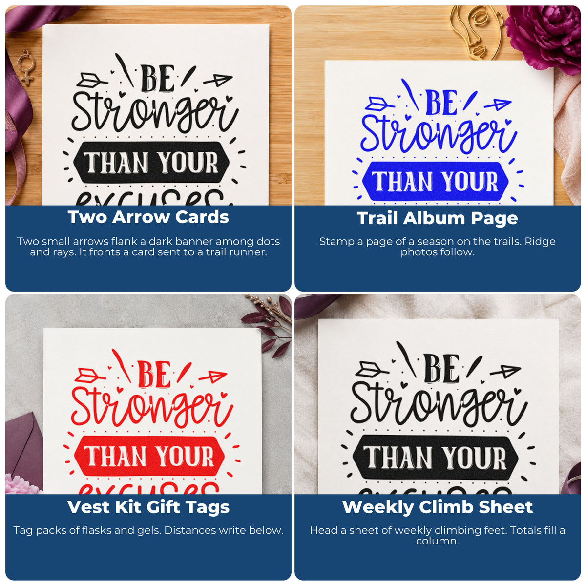 Motivational rubber stamp ideas for scrapbooks, cardmaking, journaling and gift tags: Worry Less Life More, Wake Up and Be Fabulous.