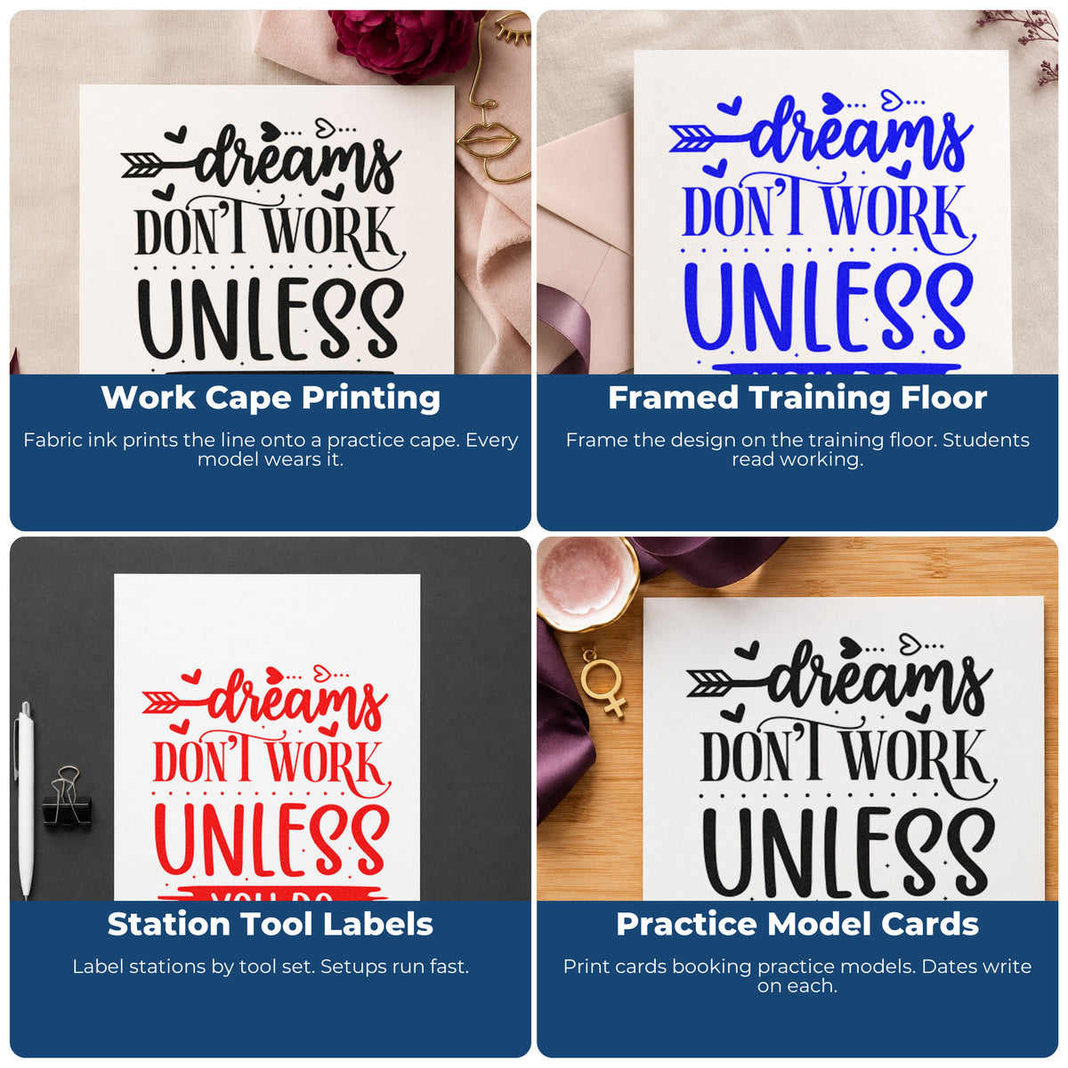 Motivational rubber stamps for habit trackers, vision boards, sticky notes, and planners to add uplifting quotes and daily inspiration.