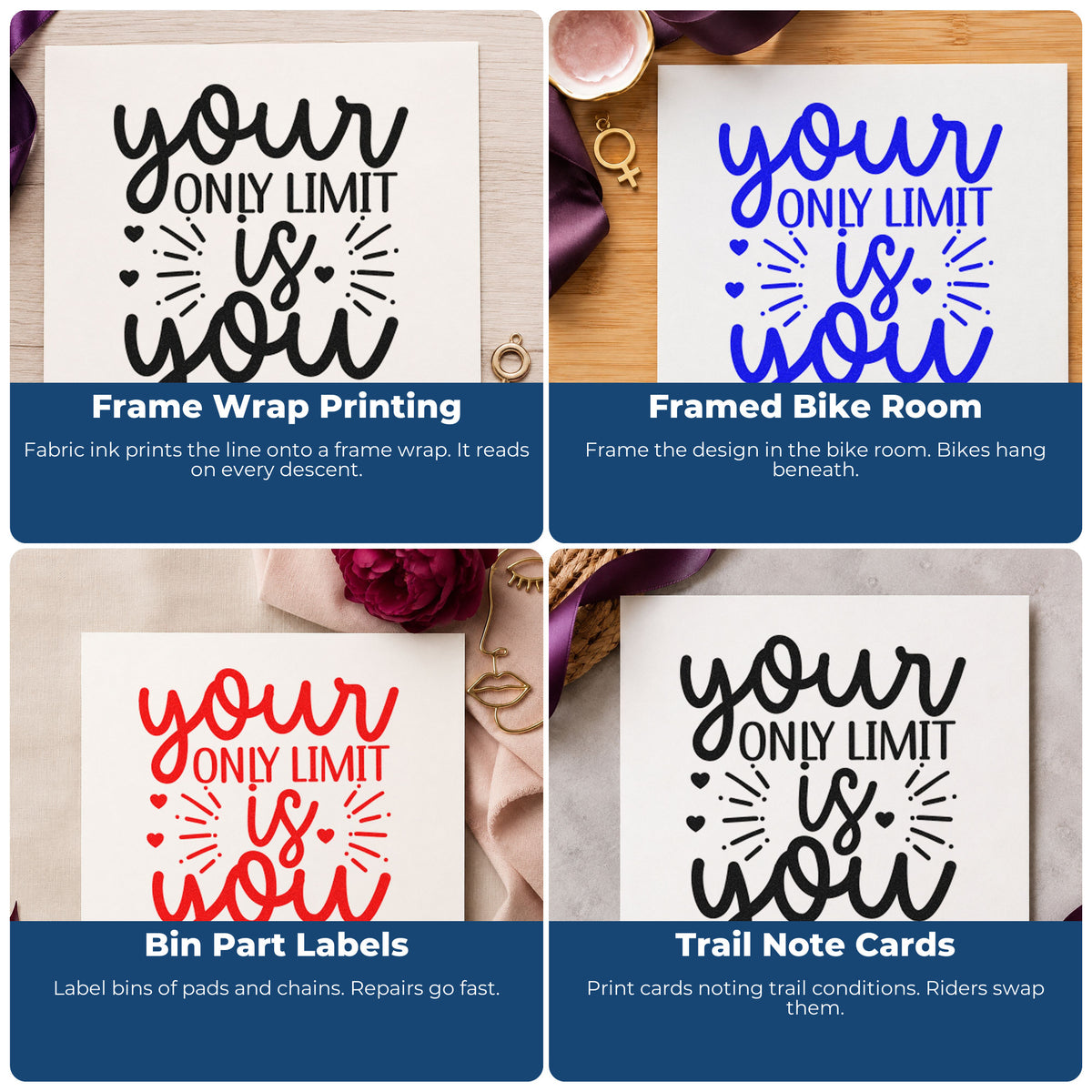 Motivational rubber stamp designs for habit trackers, vision boards, sticky notes, and planners with uplifting quote art.