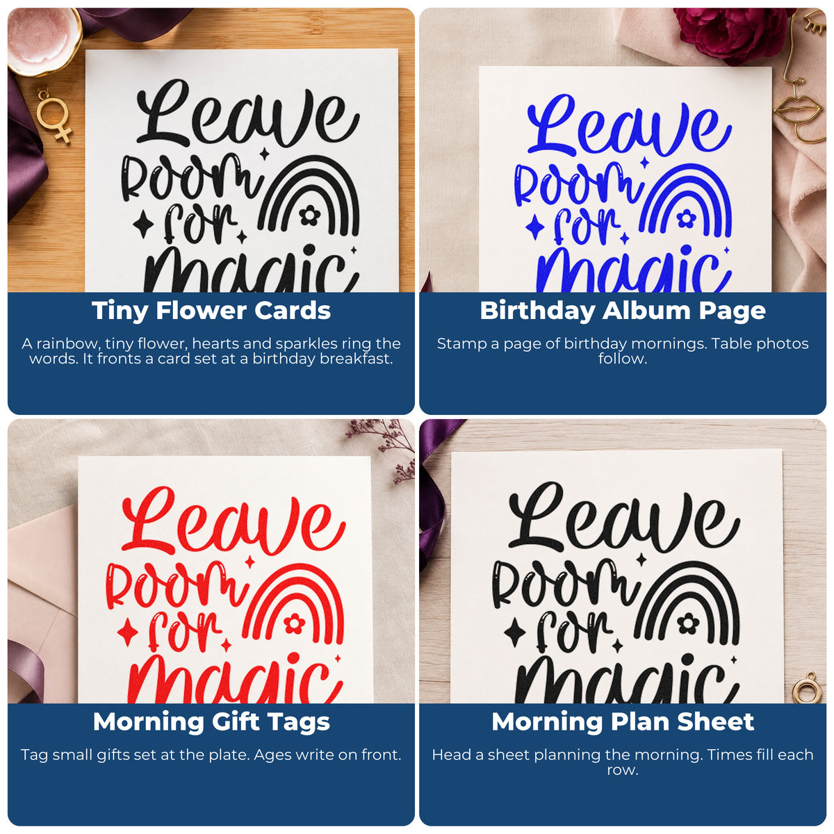 Rubber stamp ideas for scrapbooking, cardmaking, journaling, and gift tags with motivational quote designs for handmade paper crafts.