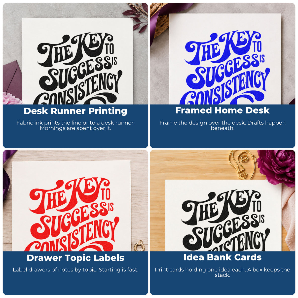 Motivational rubber stamp ideas for habit trackers, vision boards, sticky notes, and planners with uplifting quote designs.