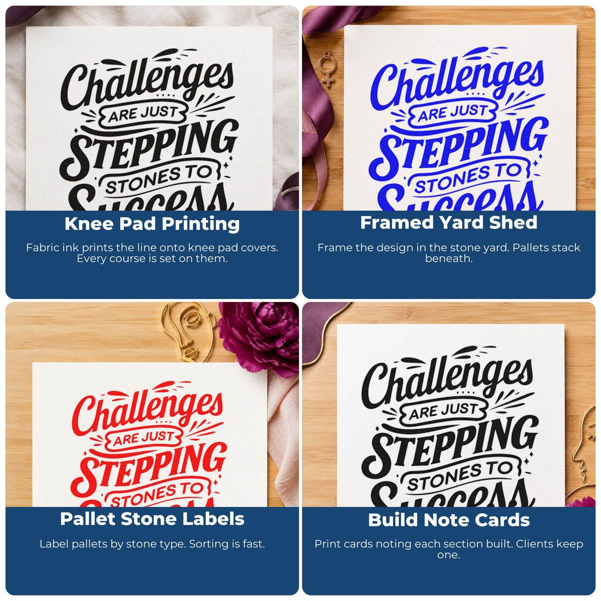 Motivational rubber stamps for habit trackers, vision boards, sticky notes and planners with uplifting quotes for daily inspiration.