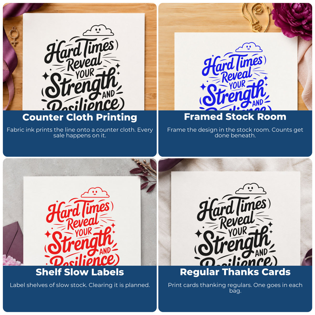 Motivational rubber stamps for habit trackers, vision boards, sticky notes, and planners with uplifting daily reminders.