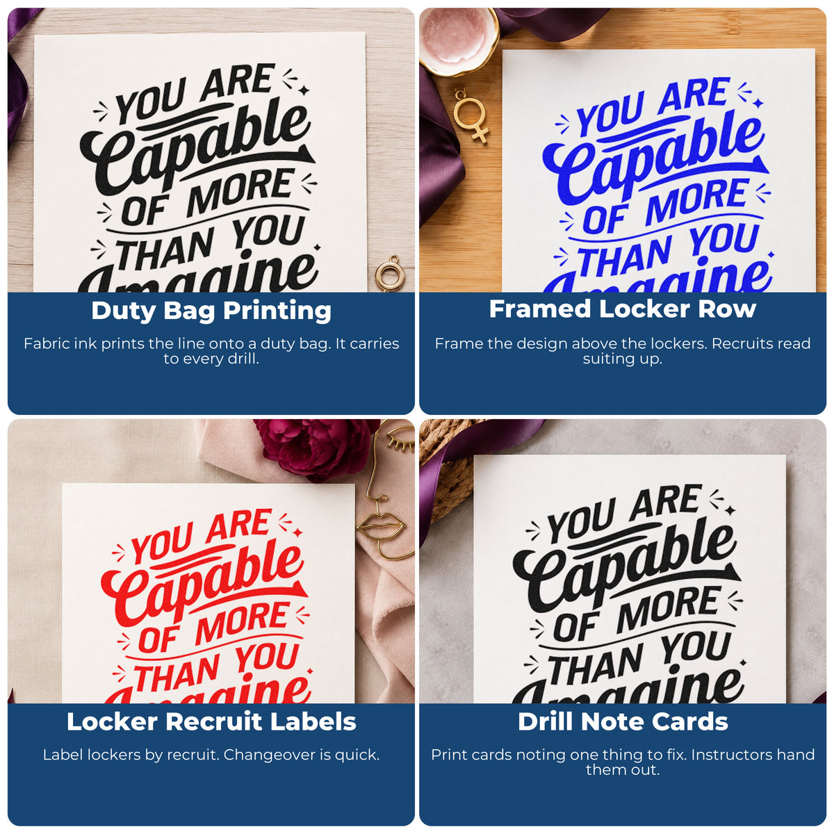Motivational rubber stamp ideas for habit trackers, vision boards, sticky notes, and planners with uplifting quote designs.