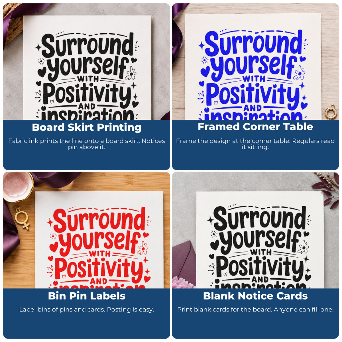 Motivational rubber stamps for habit trackers, vision boards, sticky notes, and planners with uplifting quote impressions.