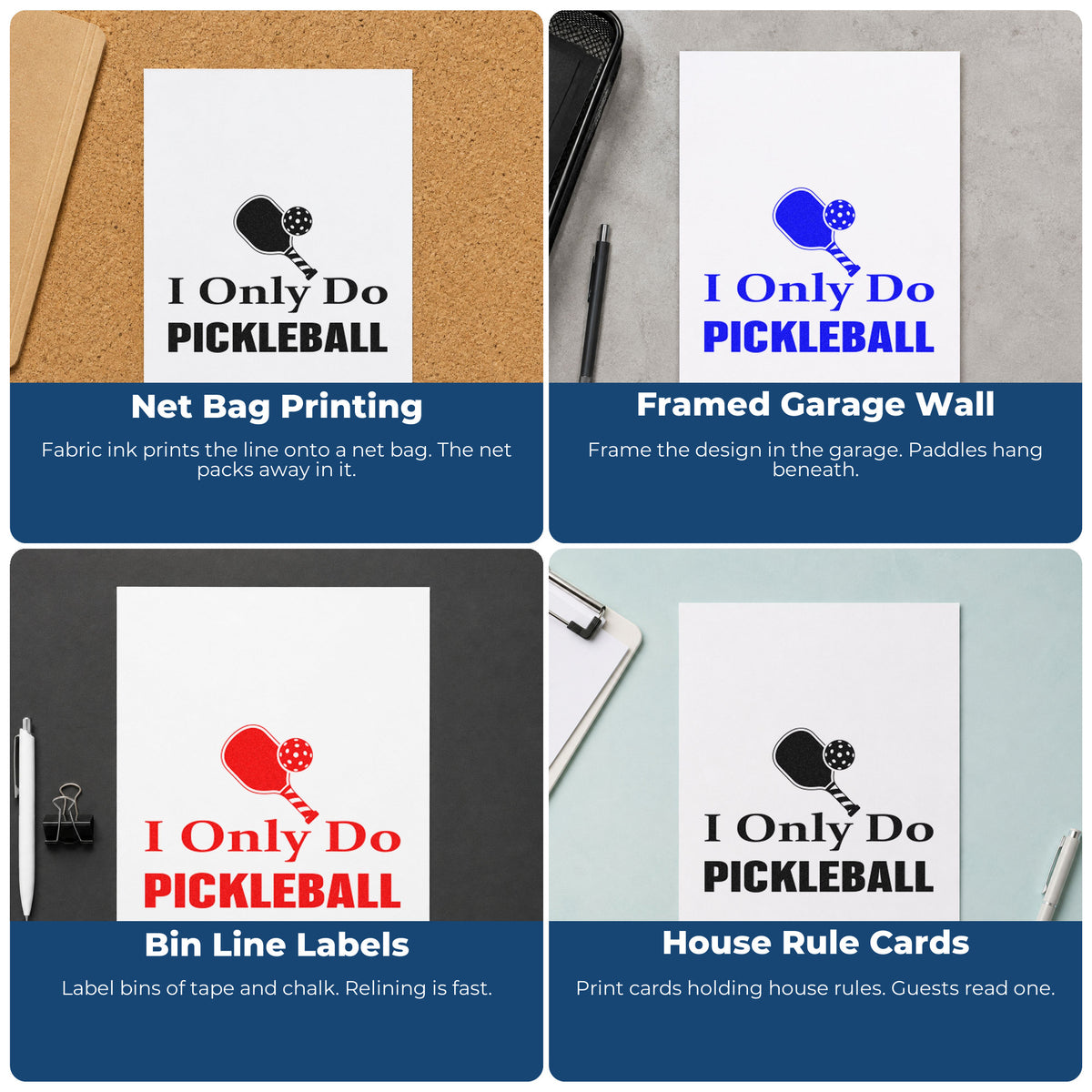 Pickleball rubber stamps for journals, event flyers, kids crafts, and handmade packaging.