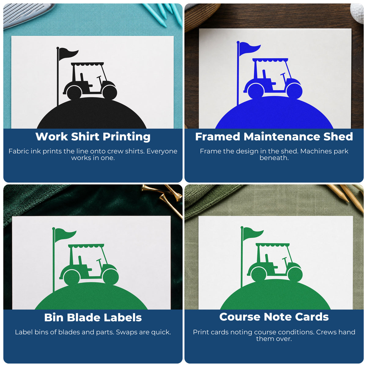 Custom golf rubber stamp ideas for planners, event flyers, kids crafts, and handmade product packaging.