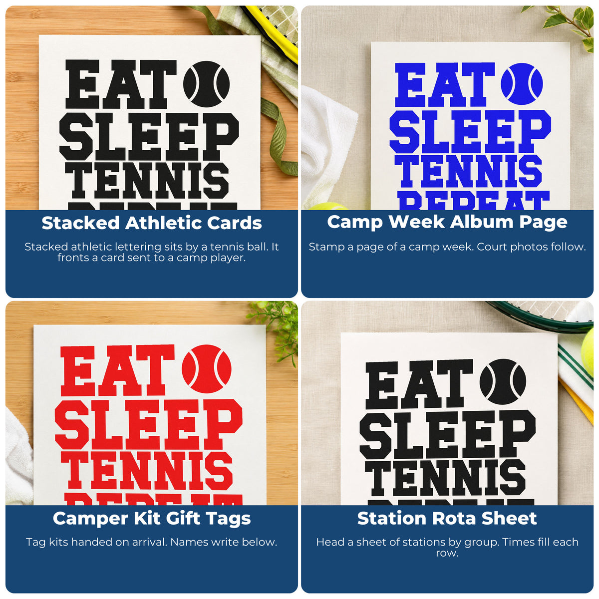 Sports-themed rubber stamps for team spirit scrapbooks, coach appreciation cards, birthday parties, and custom gift wrapping.