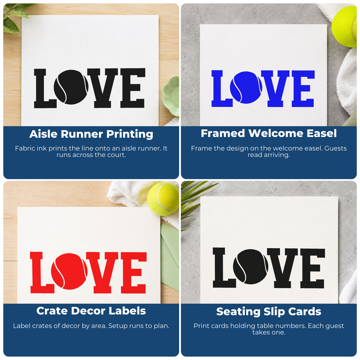 Tennis rubber stamps for planners, event flyers, kids crafts, and handmade packaging.