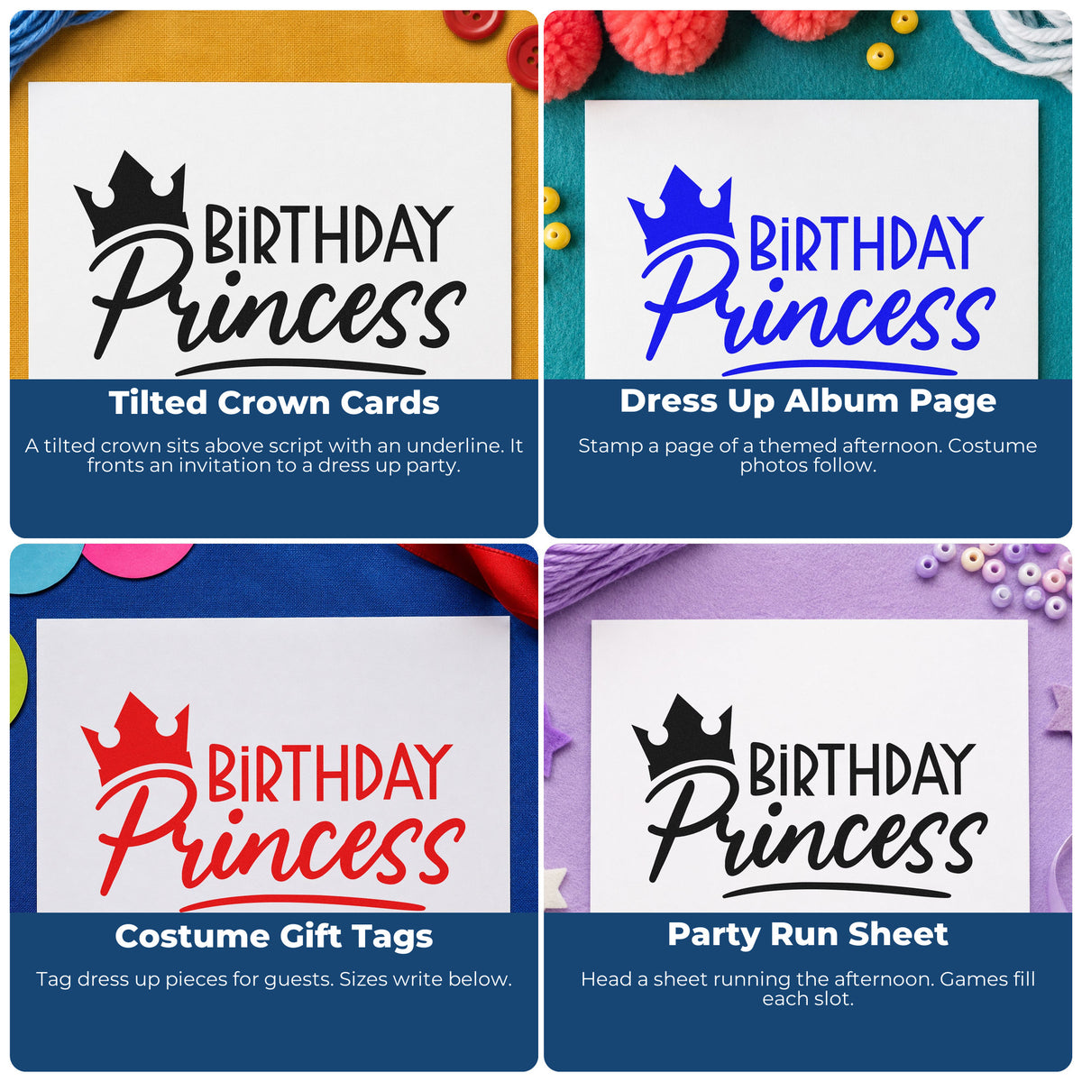 Birthday rubber stamp ideas for gift tags, handmade cards, envelope decorating, and DIY party invitations.
