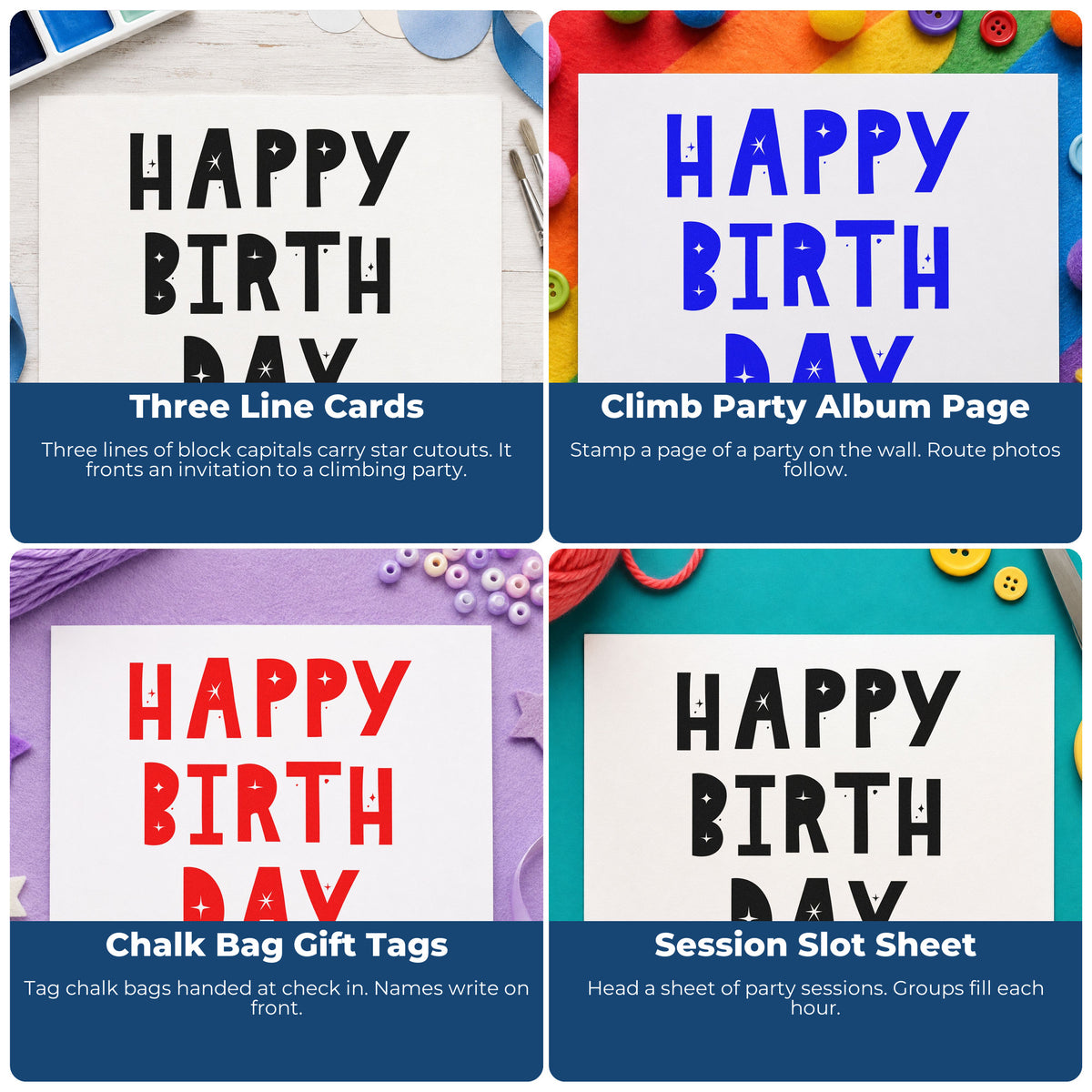 Birthday rubber stamp ideas for gift tags, handmade cards, envelope decorating, and DIY party invitations.