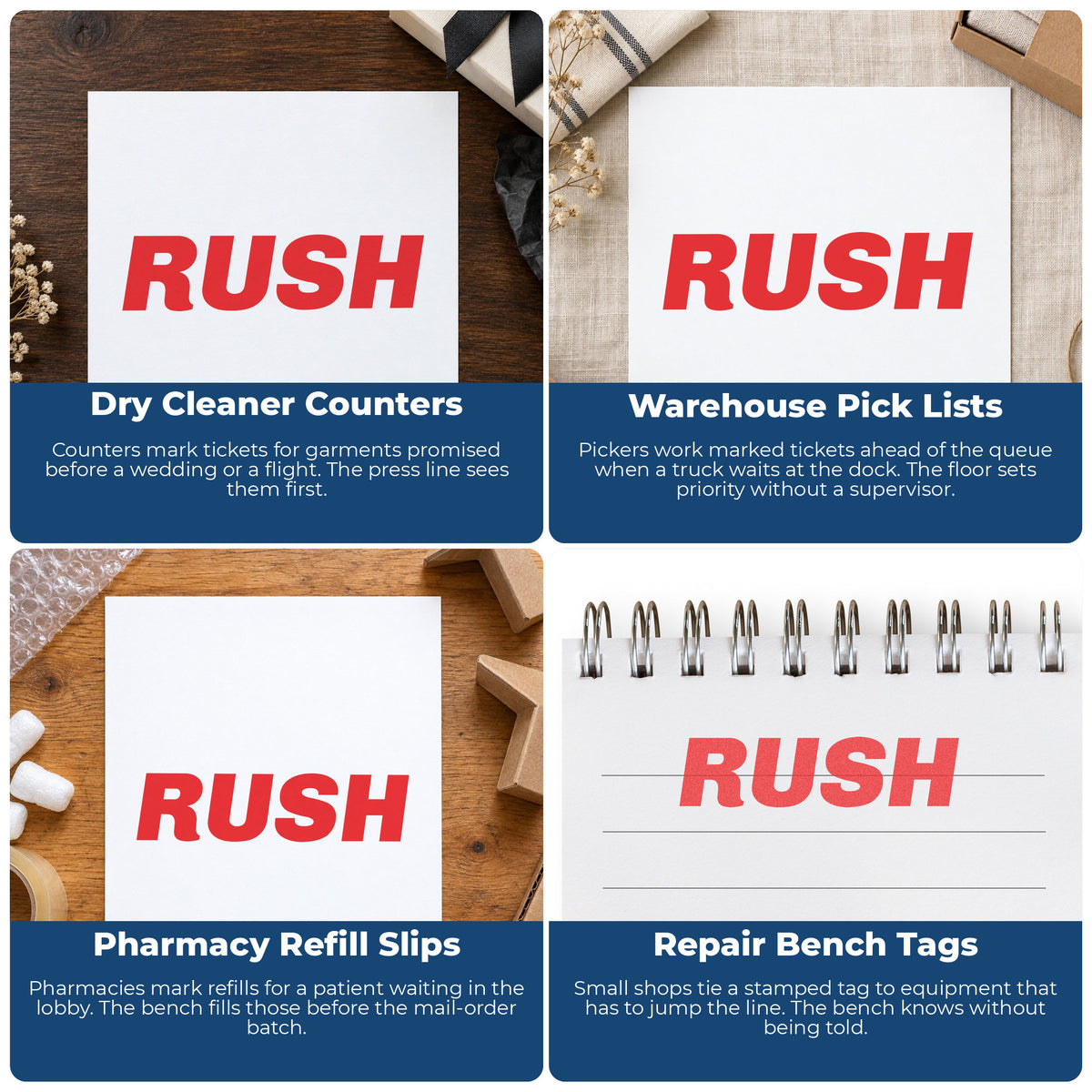 More ways to use the "Rush" imprint from the Bold Red Rush Stamp
