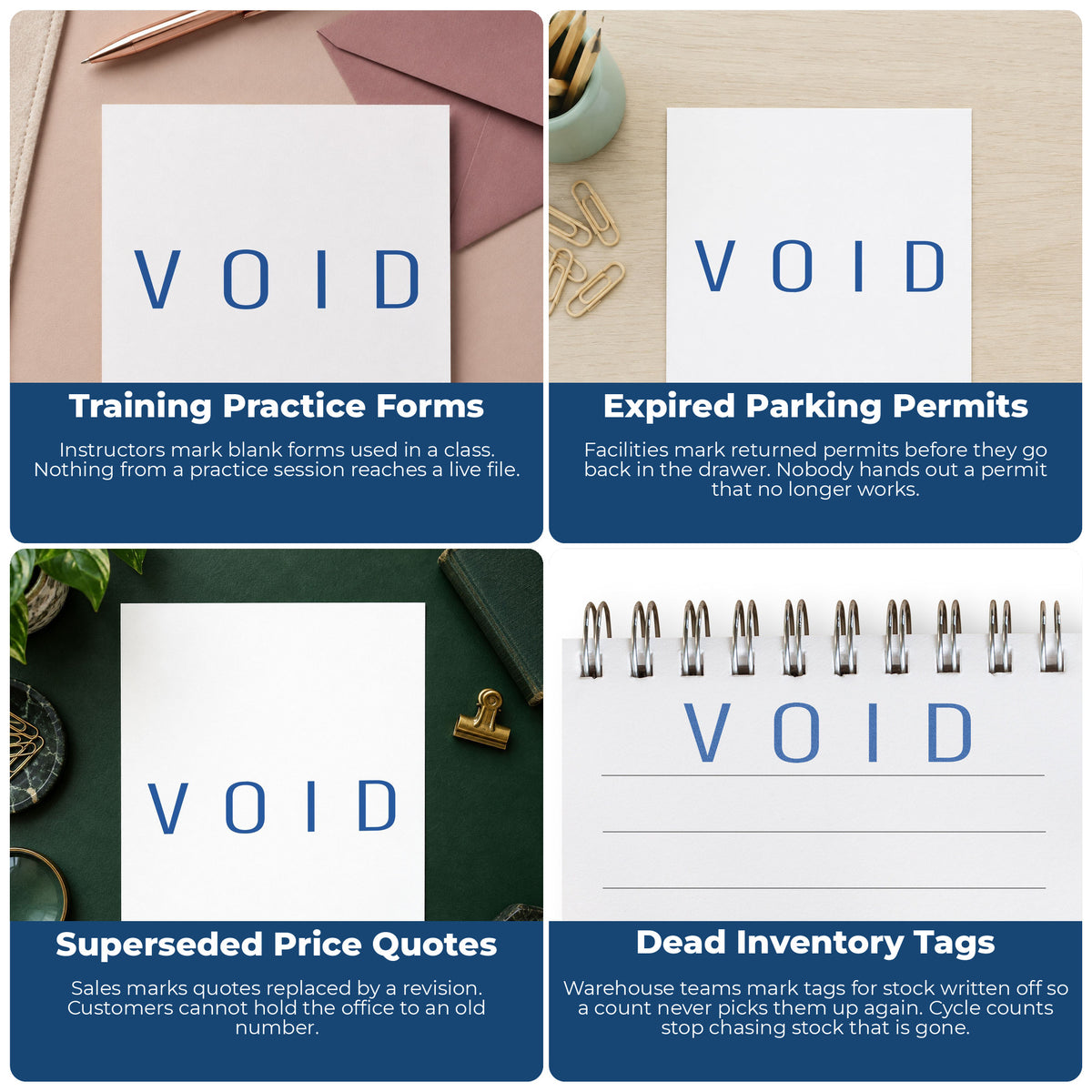 More ways to use the "Void" imprint from the Xstamper Void Stamp – Blue Pre-Inked