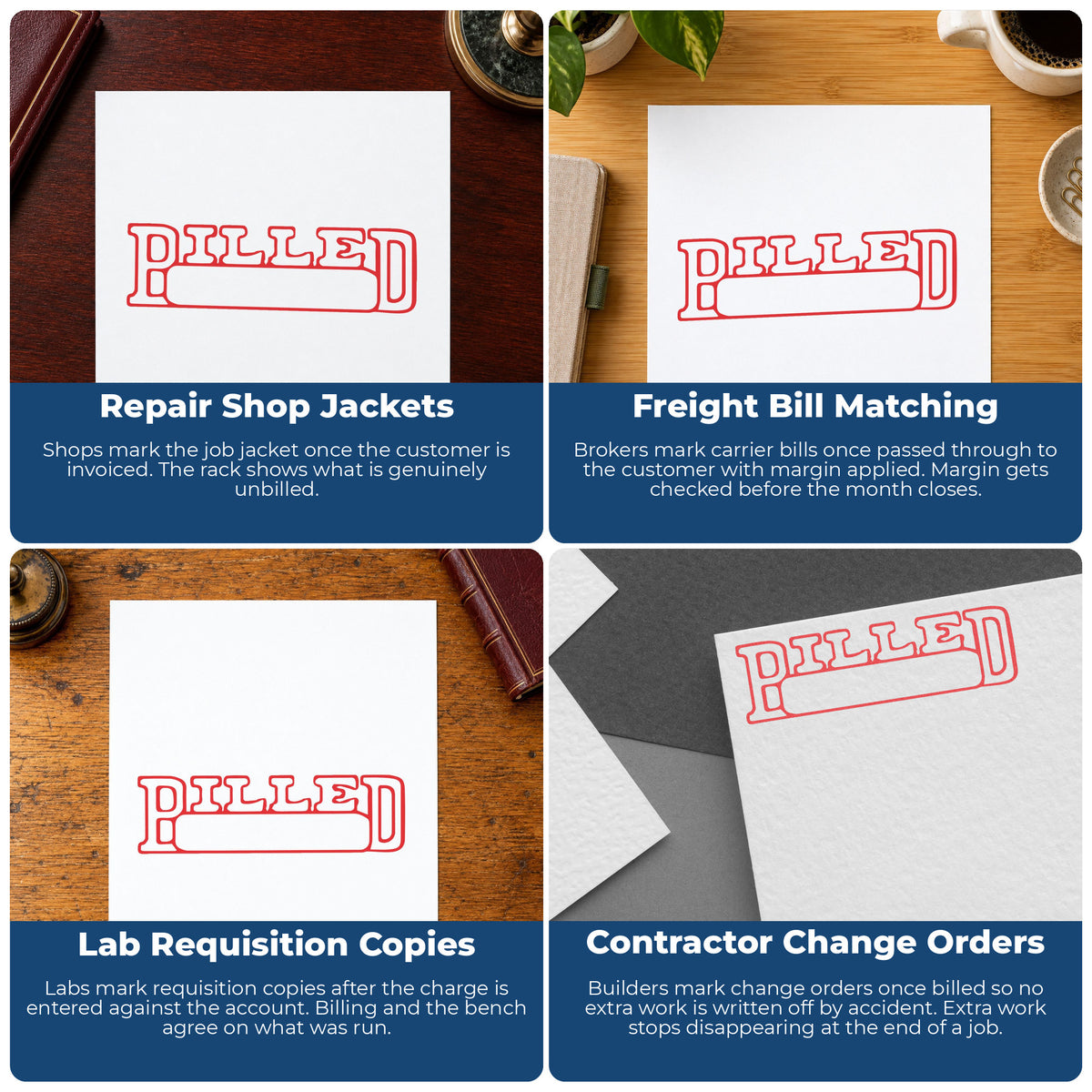 More ways to use the "Billed" imprint from the Xstamper Billed Invoice Stamp
