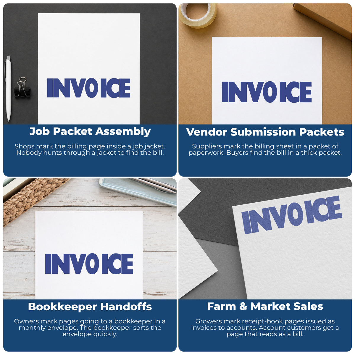More ways to use the "Invoice" imprint from the Xstamper Invoice Office Stamp