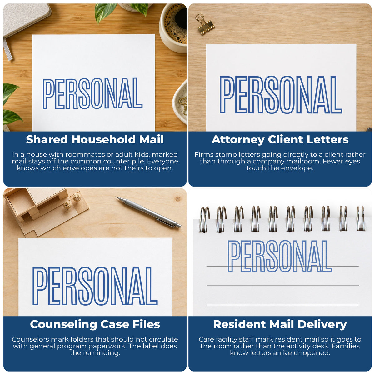 More ways to use the "Personal" imprint from the Personal Correspondence Stamp – Blue Pre-Inked Xstamper