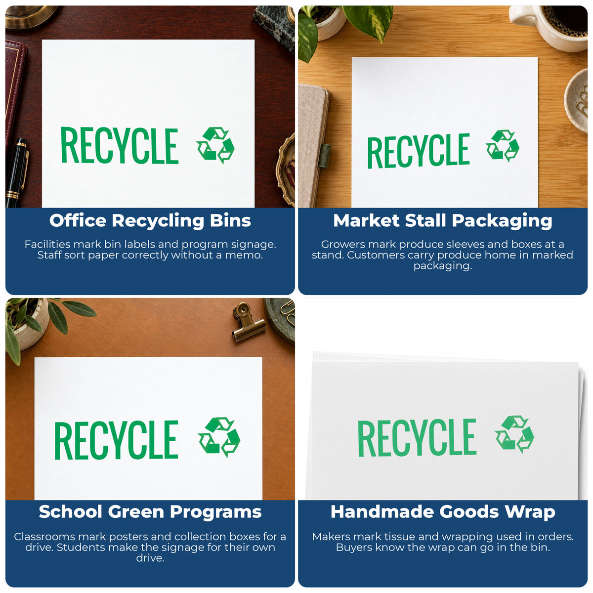 More ways to use the "Recycle" imprint from the Green Recycle Instruction Stamp